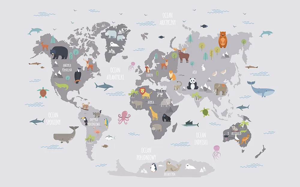 Fototapeta “Akwarelowa mapa świata” 1