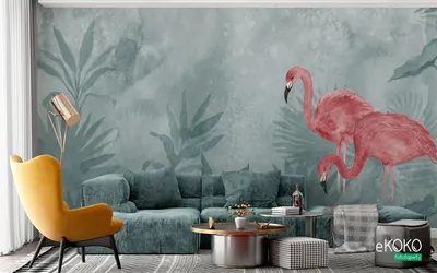 “Akwarelowe Flamingi” — wzór z bliska