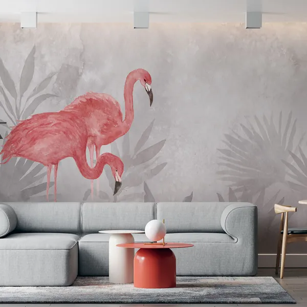 “Akwarelowe Flamingi” — wizualizacja we wnętrzu