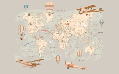 Fototapeta “Mapa z balonami” — wzór z bliska