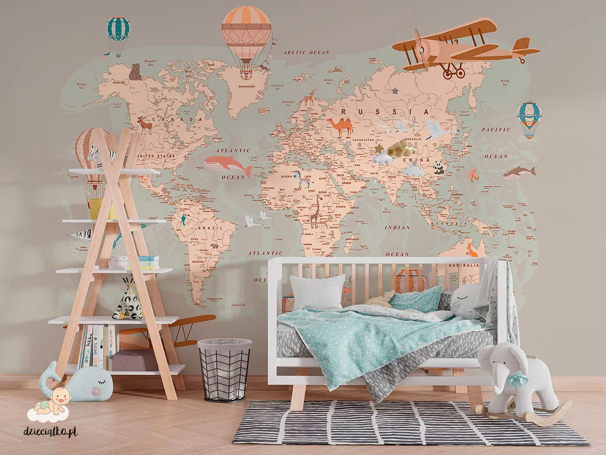 Fototapeta “Mapa z balonami” — wizualizacja