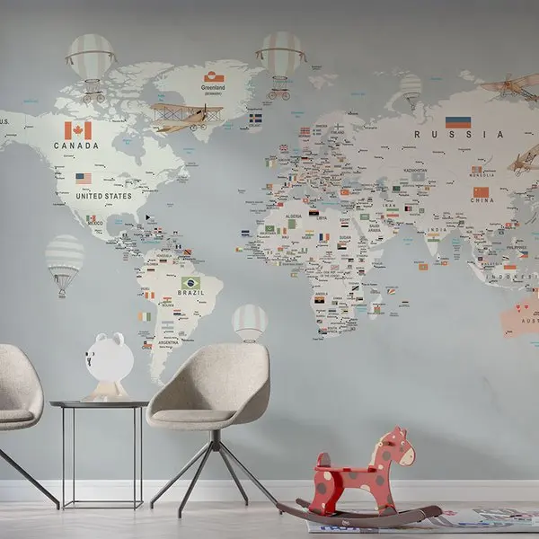 Fototapeta “Mapa z flagami” Dzieciątko — wizualizacja we wnętrzu