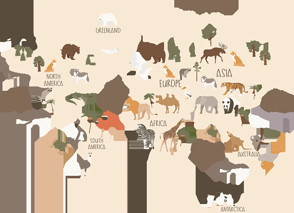 Fototapeta “Mapa ze zwierzętami” 1