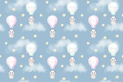 Fototapeta “Pandy w balonach” — wzór z bliska