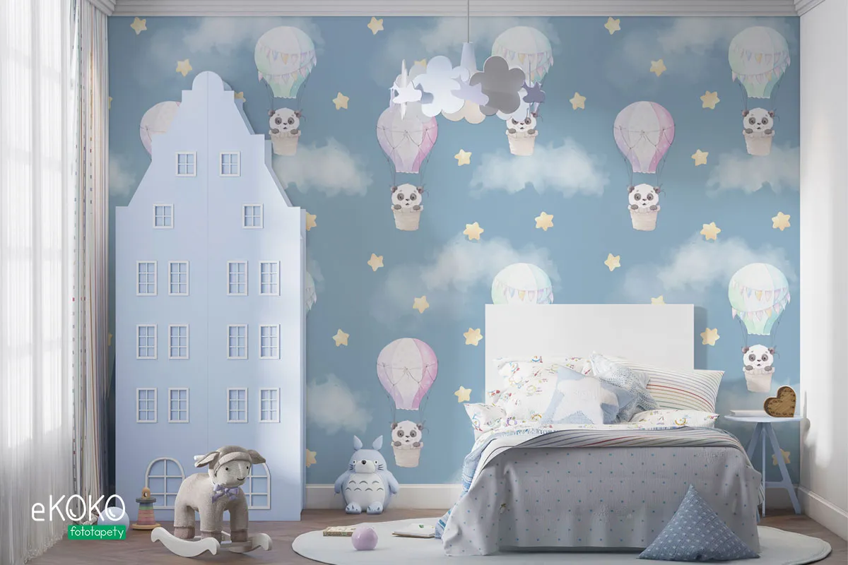 Fototapeta “Pandy w balonach” — wizualizacja