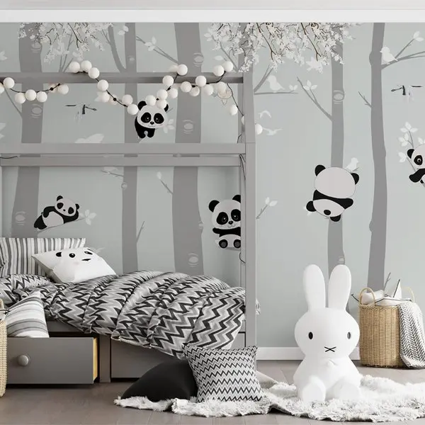 Fototapeta “Słodkie Pandy” — wizualizacja we wnętrzu