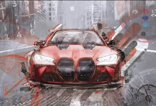 FAST CAR -red-  tapeta do pokoju nastolatka — wzór z bliska