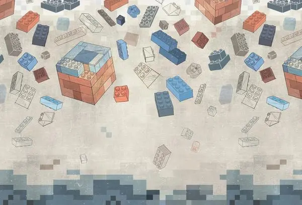 Red Blocks — wzór z bliska