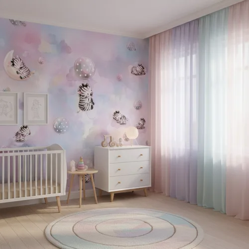 Zebra Sky Pink — wizualizacja we wnętrzu