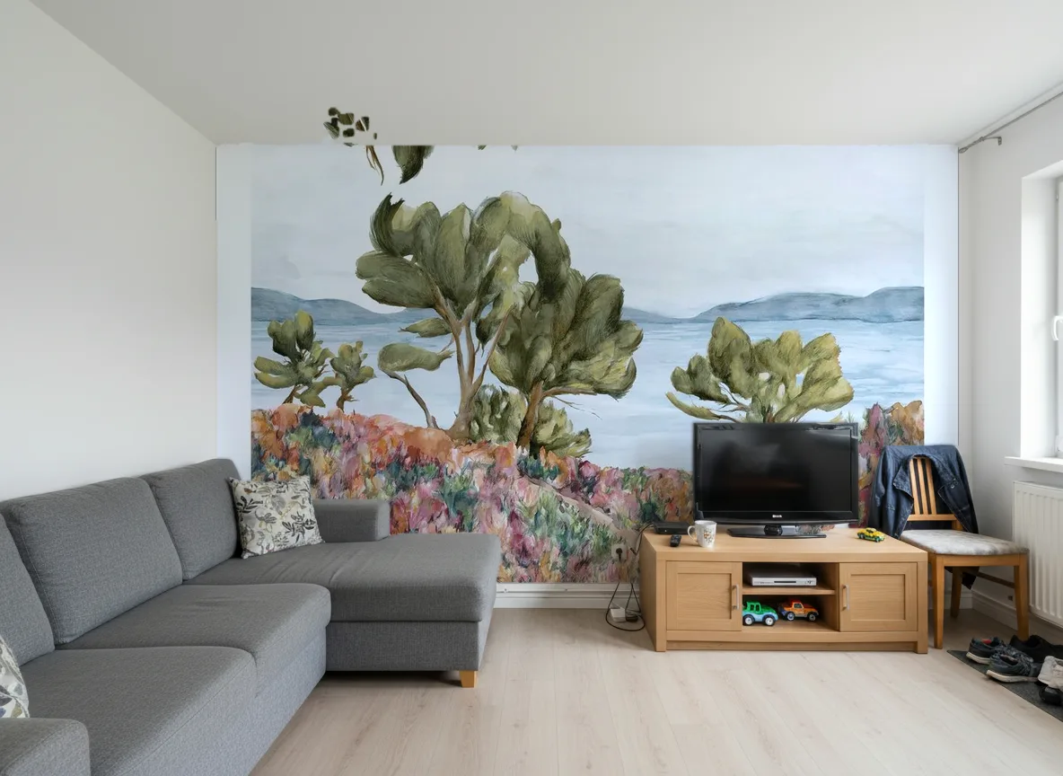 Cap Frehel Int — Salon w bloku — ściana za sofą
