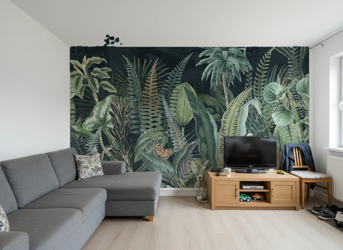 Daintree — Salon w bloku — ściana za sofą