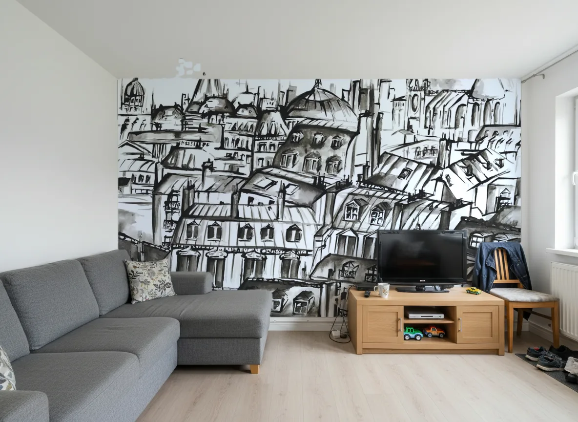 GRANDS BOULEVARDS Panoramas — Salon w bloku — ściana za sofą