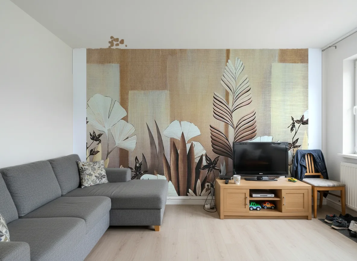 Icho — Salon w bloku — ściana za sofą