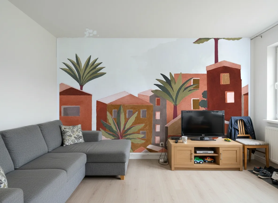Vila Viela — Salon w bloku — ściana za sofą