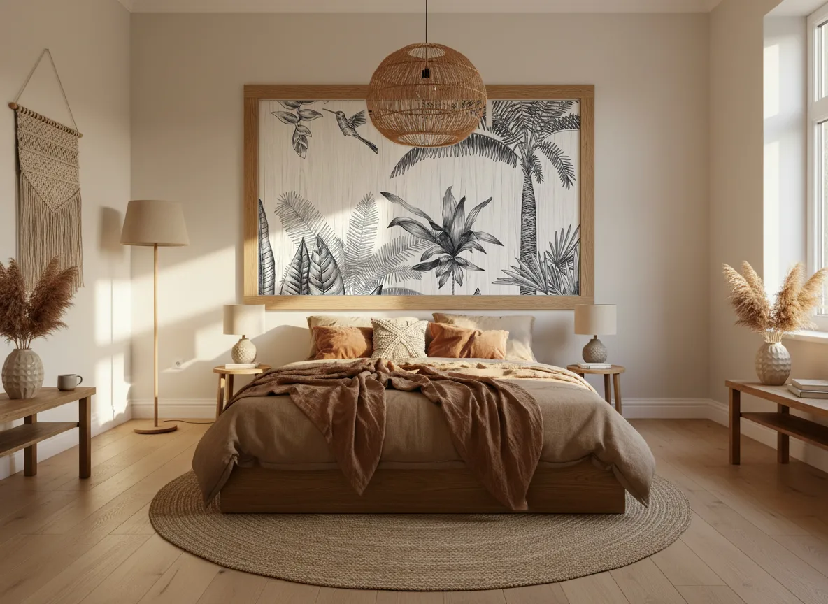 IPANEMA Panoramas — Sypialnia boho — pole w dębowej ramie