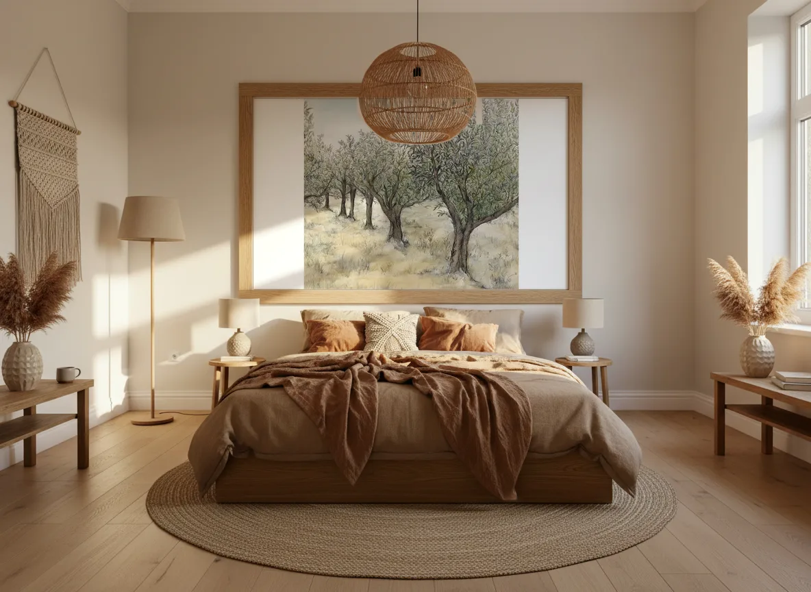 Lauris Int — Sypialnia boho — pole w dębowej ramie