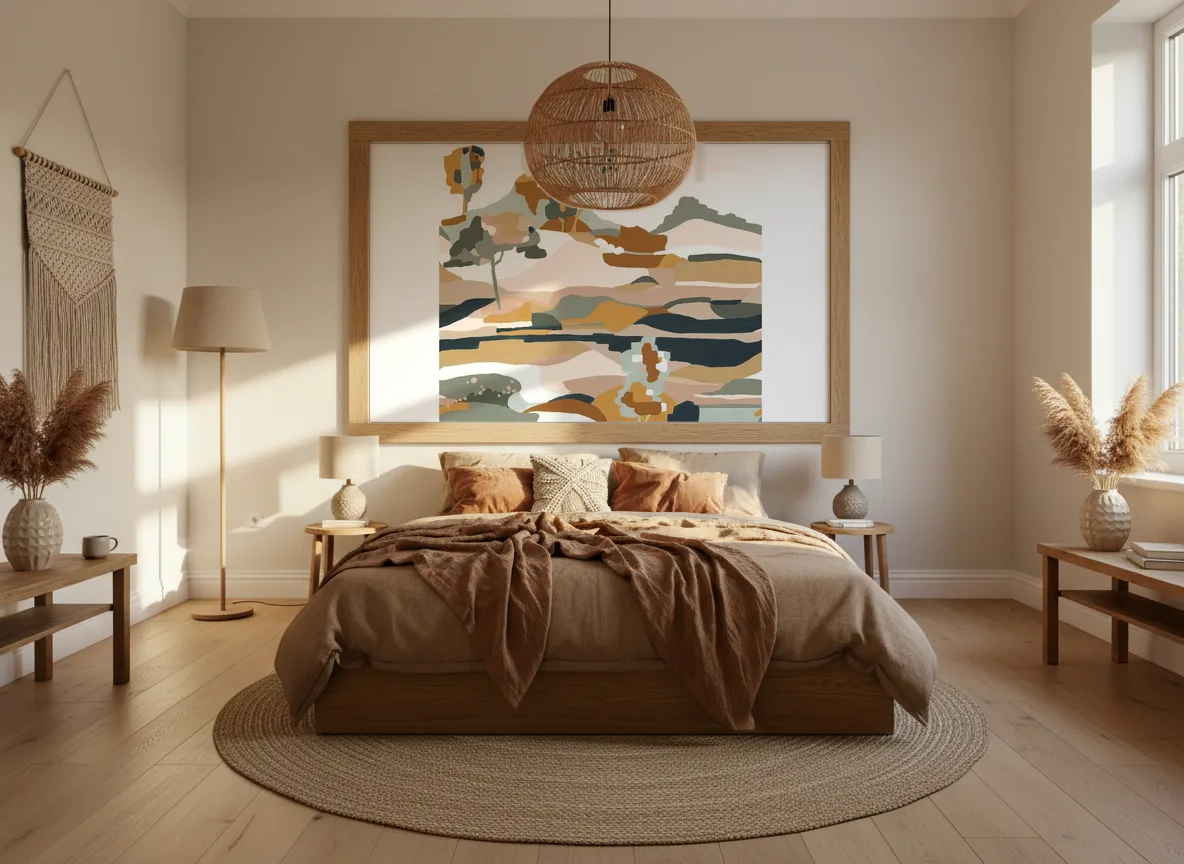 Le Bassin — Sypialnia boho — pole w dębowej ramie