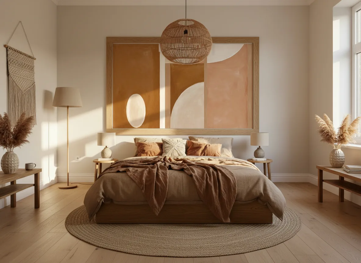 Pictura — Sypialnia boho — pole w dębowej ramie