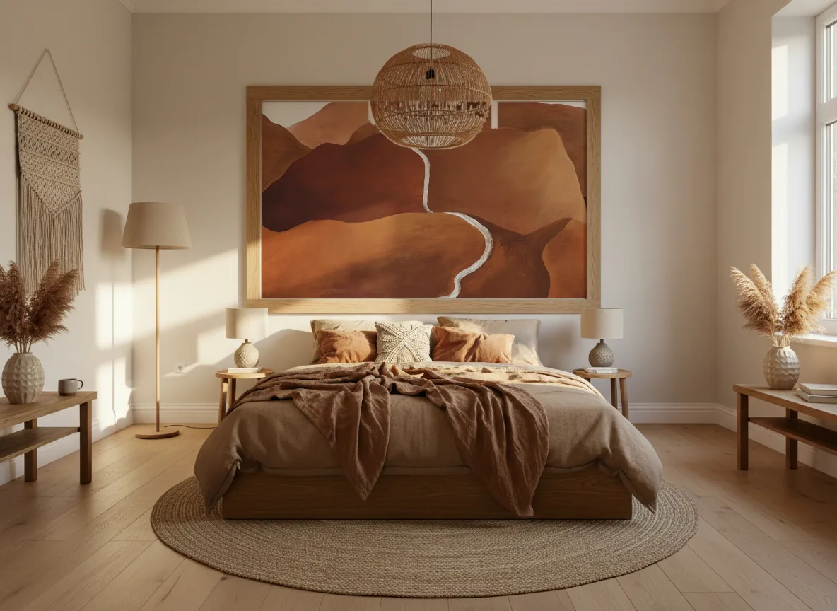 TOSCANA Panoramas — Sypialnia boho — pole w dębowej ramie