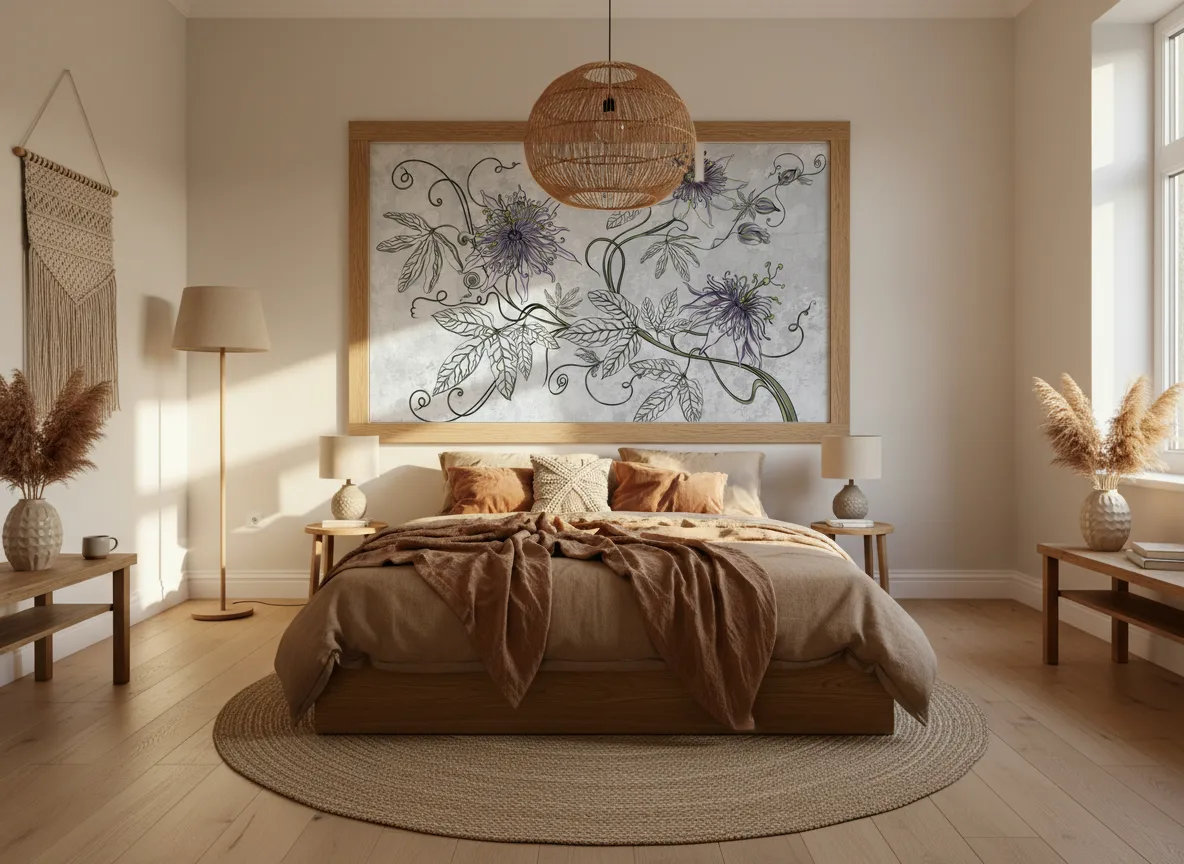 Maraya — Sypialnia boho — pole w dębowej ramie