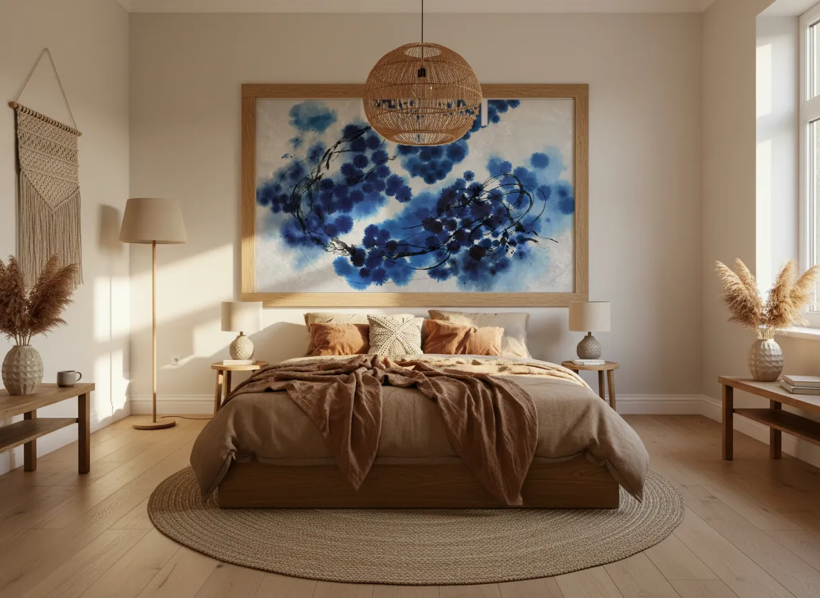 Onyxa — Sypialnia boho — pole w dębowej ramie