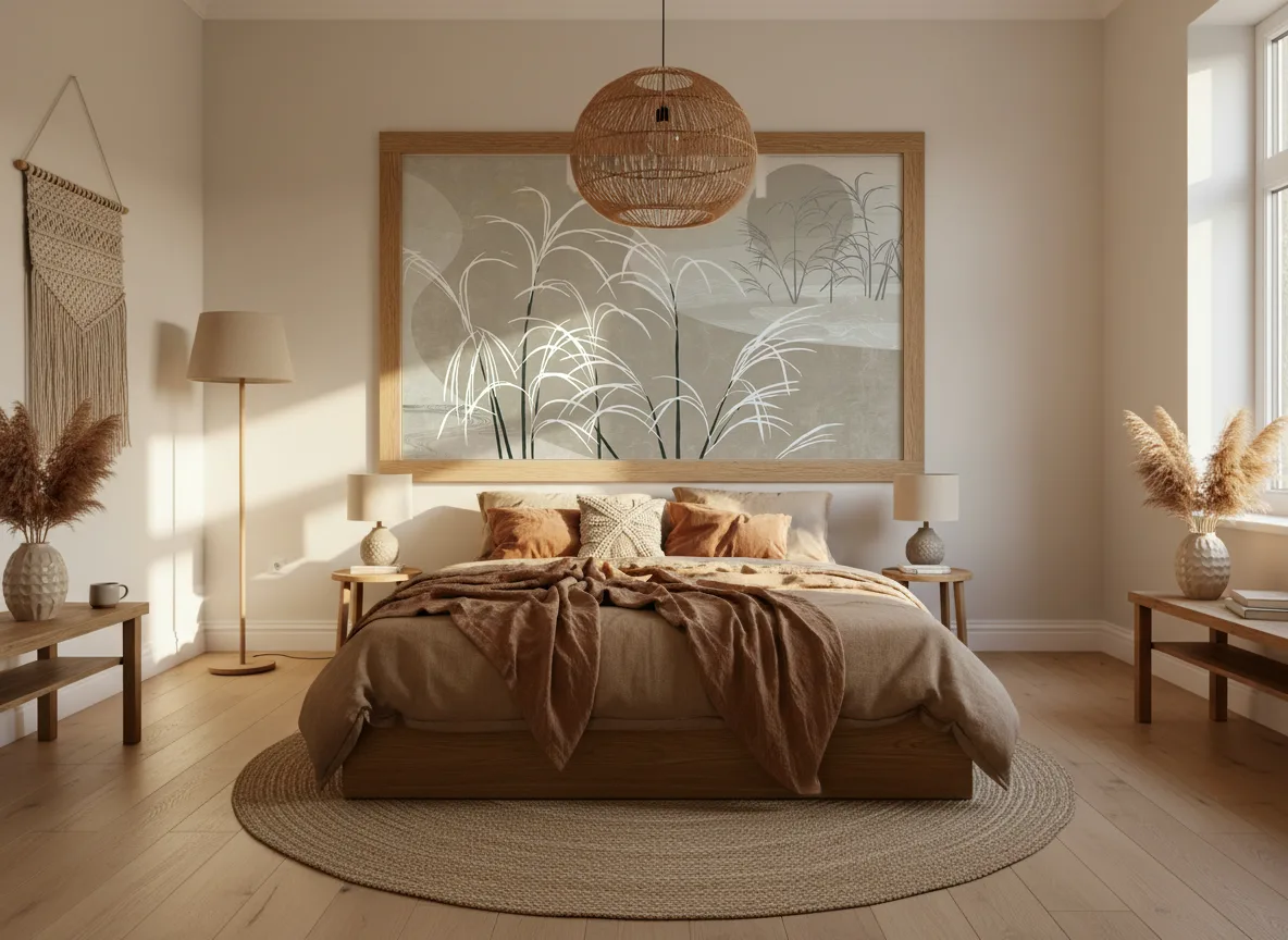 Sava — Sypialnia boho — pole w dębowej ramie