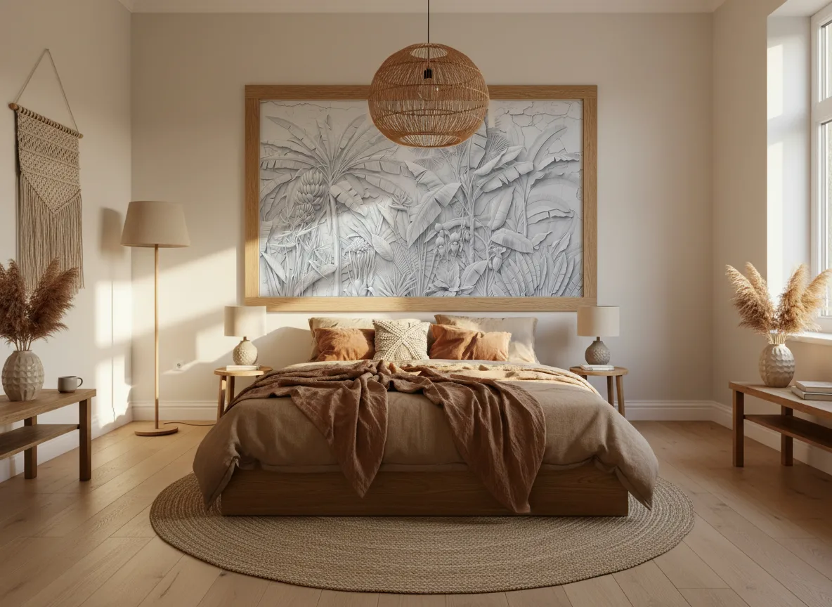 Desert — Sypialnia boho — pole w dębowej ramie