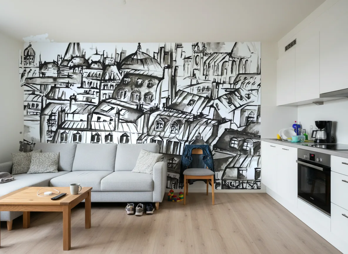GRANDS BOULEVARDS Panoramas — Mieszkanie deweloperskie — ściana za sofą