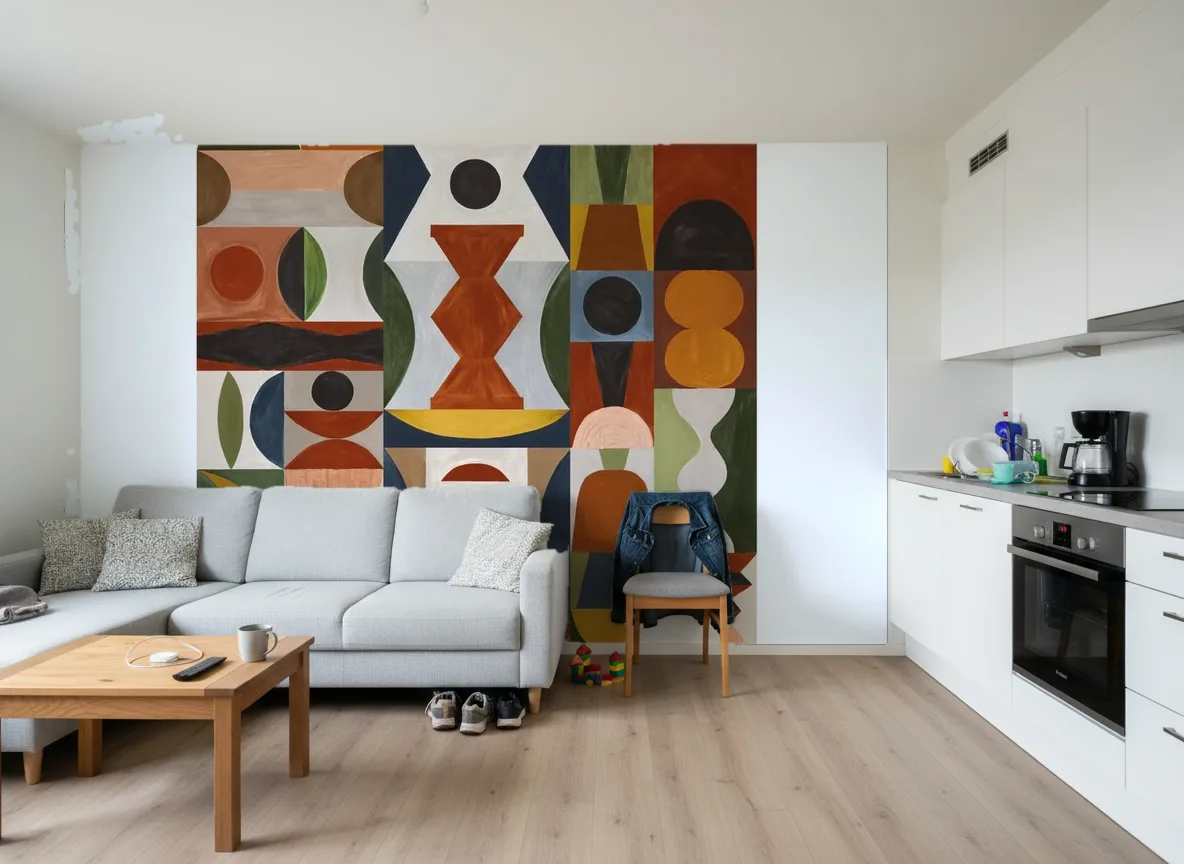 L'Atelier — Mieszkanie deweloperskie — ściana za sofą