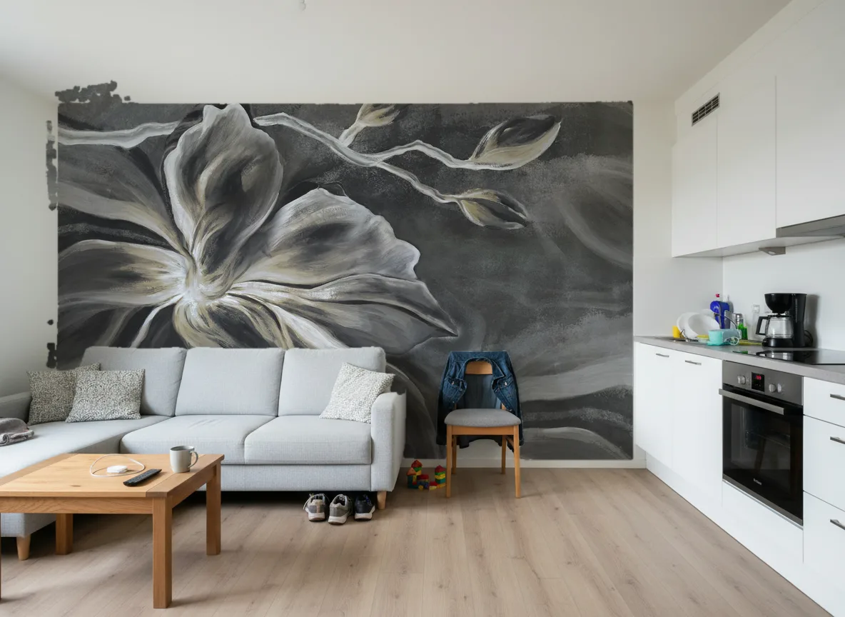 Flower Eye — Mieszkanie deweloperskie — ściana za sofą