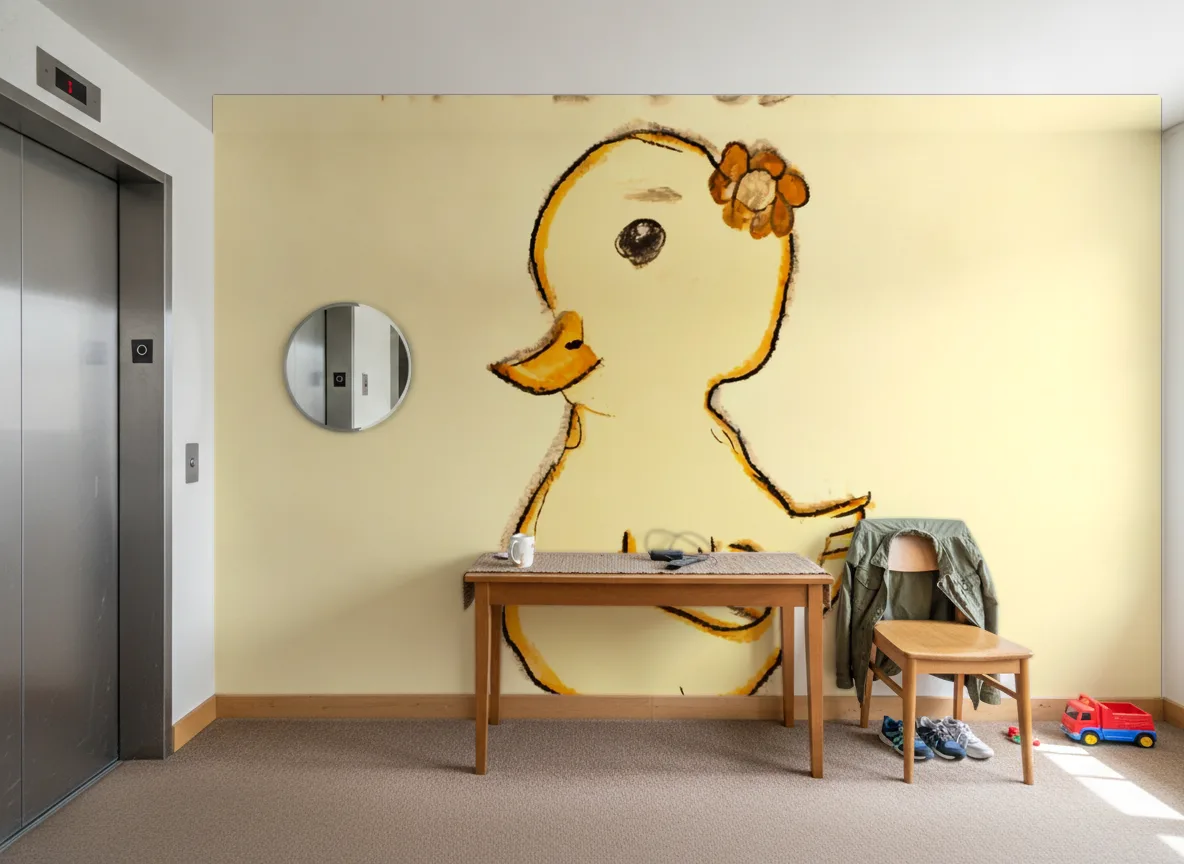 Kaczuszka — Hol przy windzie w apartamentowcu