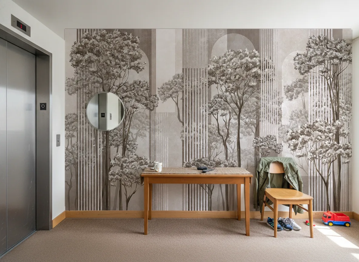 Woodline — Hol przy windzie w apartamentowcu