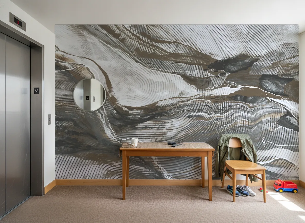 Wave Lines — Hol przy windzie w apartamentowcu