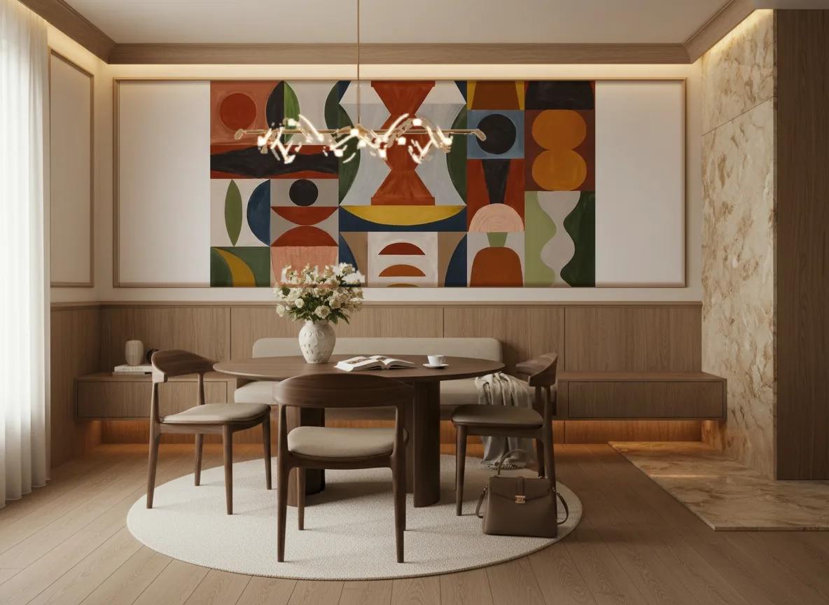 L'Atelier — Jadalnia — szerokie pole nad boazerią
