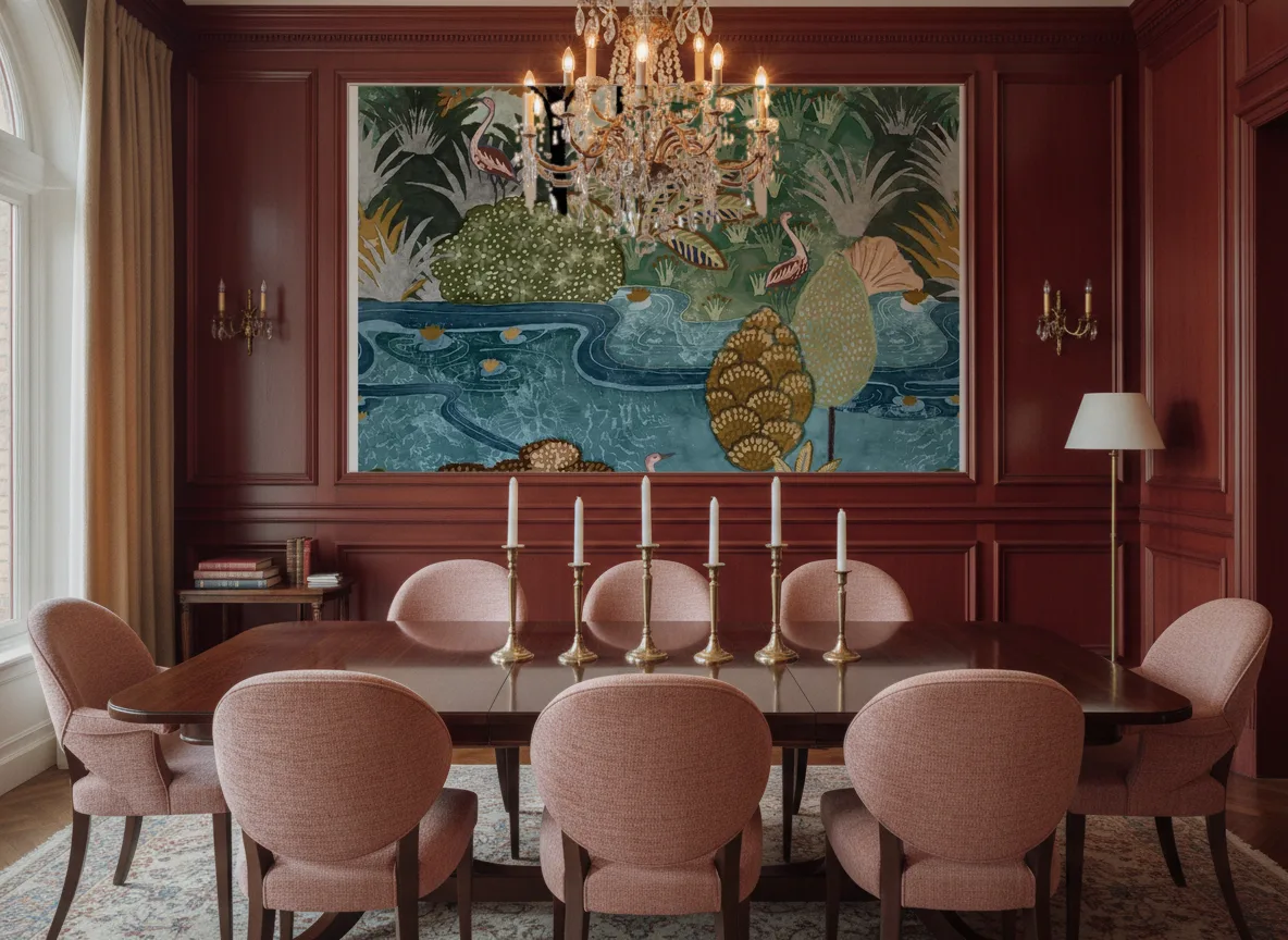 Aruba — Bordowa jadalnia — pole nad boazerią