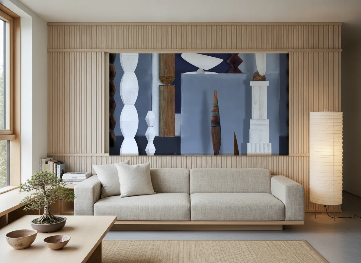 L'atelier De Brancusi — Japandi — pole w jesionowych lamelach