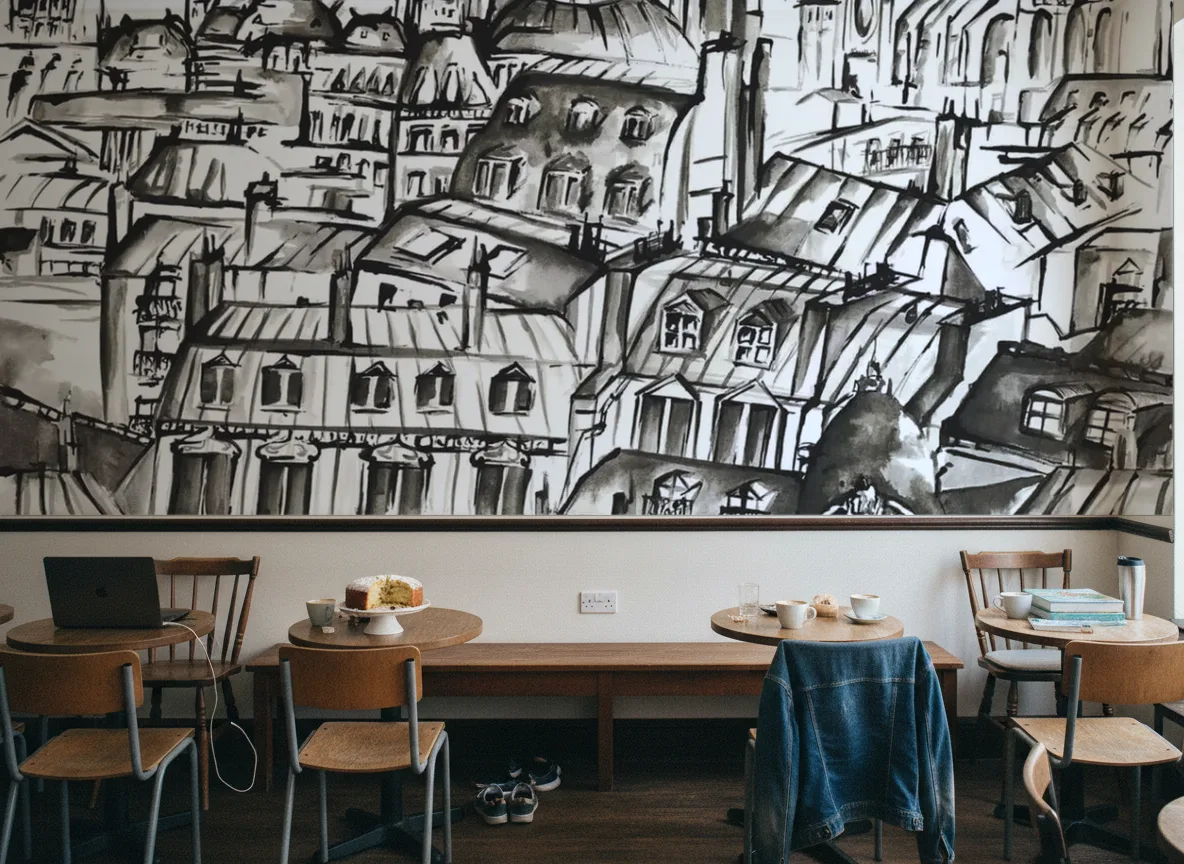 GRANDS BOULEVARDS Panoramas — Kawiarnia osiedlowa — ściana nad ławą