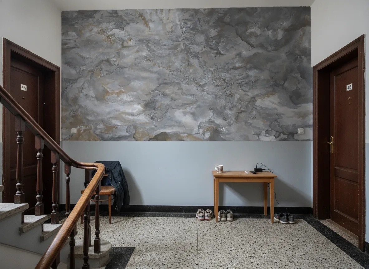 Pure Mineral — Klatka schodowa w kamienicy — podest