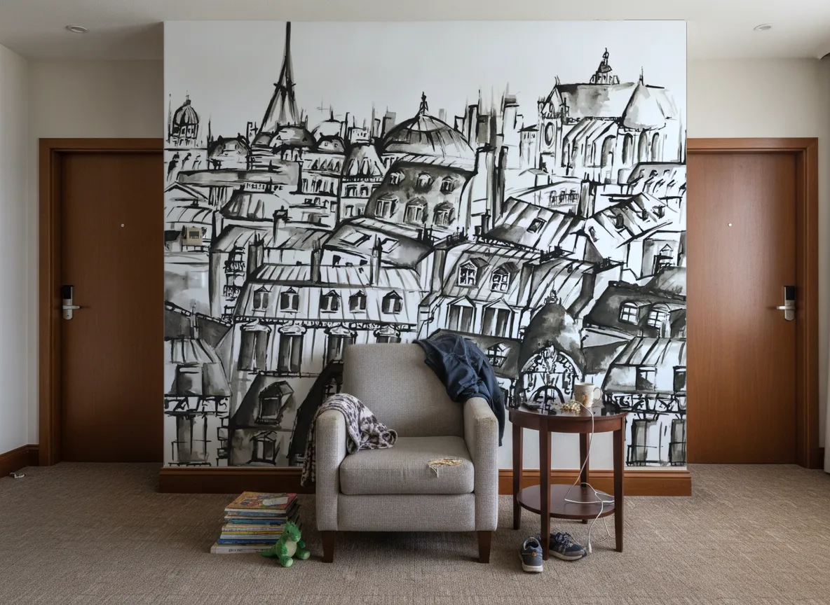 GRANDS BOULEVARDS Panoramas — Korytarz hotelowy — ściana między drzwiami