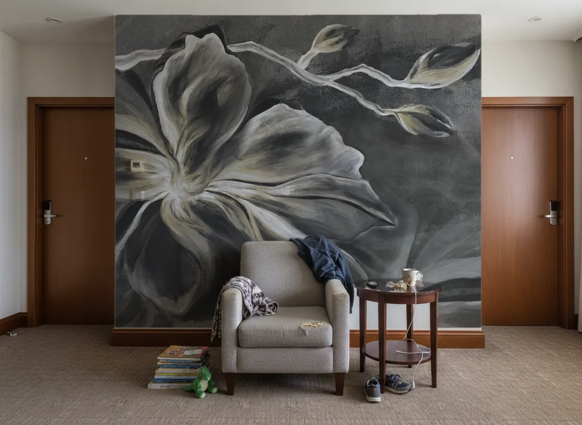 Flower Eye — Korytarz hotelowy — ściana między drzwiami