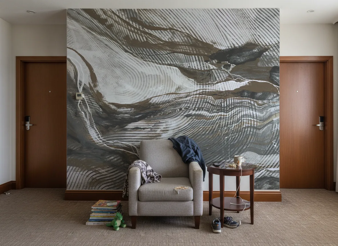 Wave Lines — Korytarz hotelowy — ściana między drzwiami