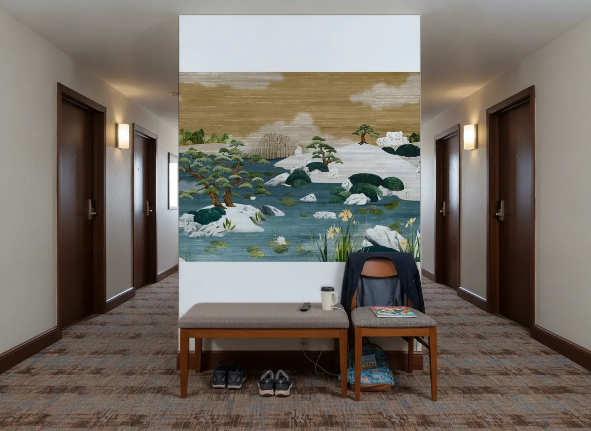 Adachi Exploration — Korytarz hotelowy — ściana na końcu