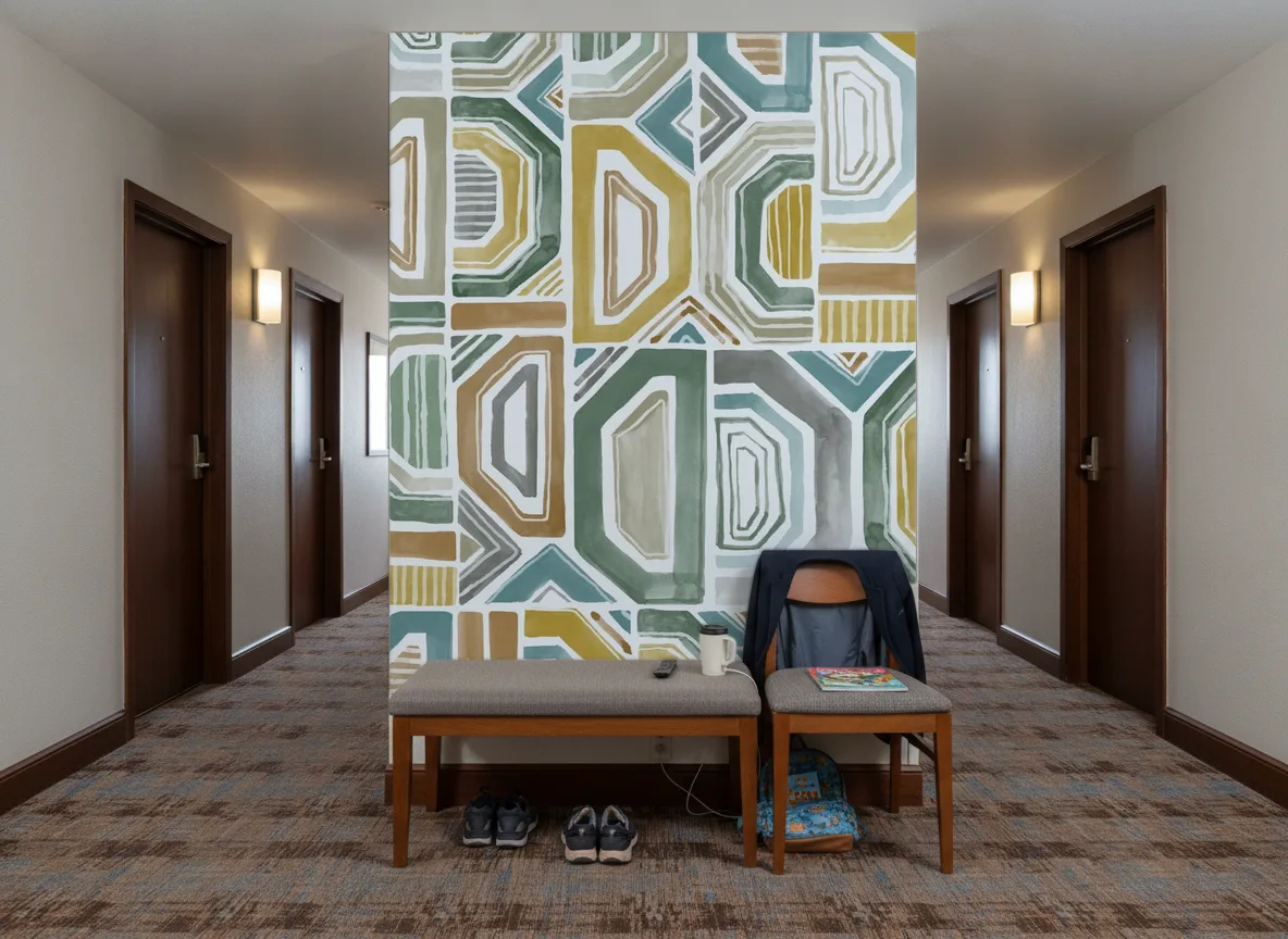Bogolan — Korytarz hotelowy — ściana na końcu
