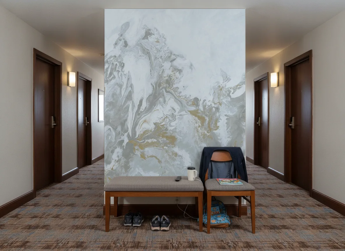 Calacatta — Korytarz hotelowy — ściana na końcu