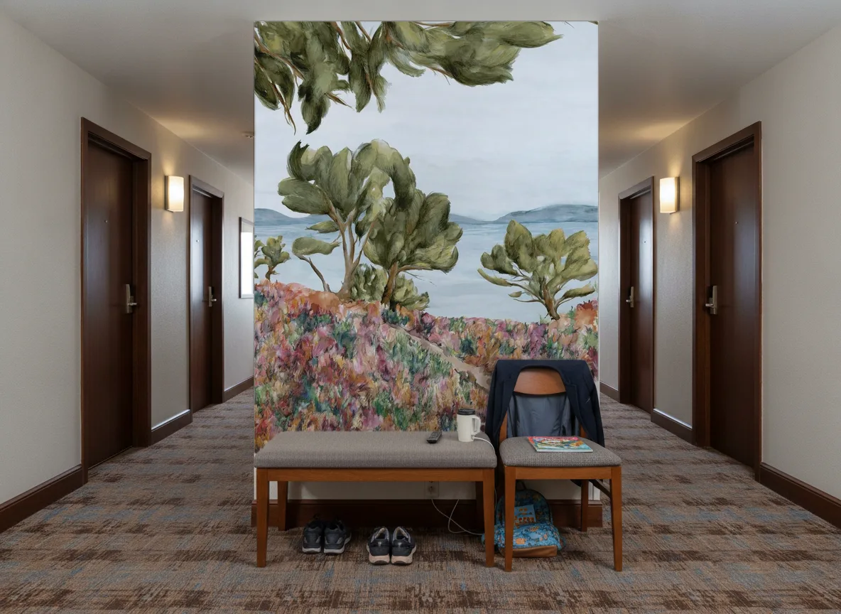 Cap Frehel — Korytarz hotelowy — ściana na końcu