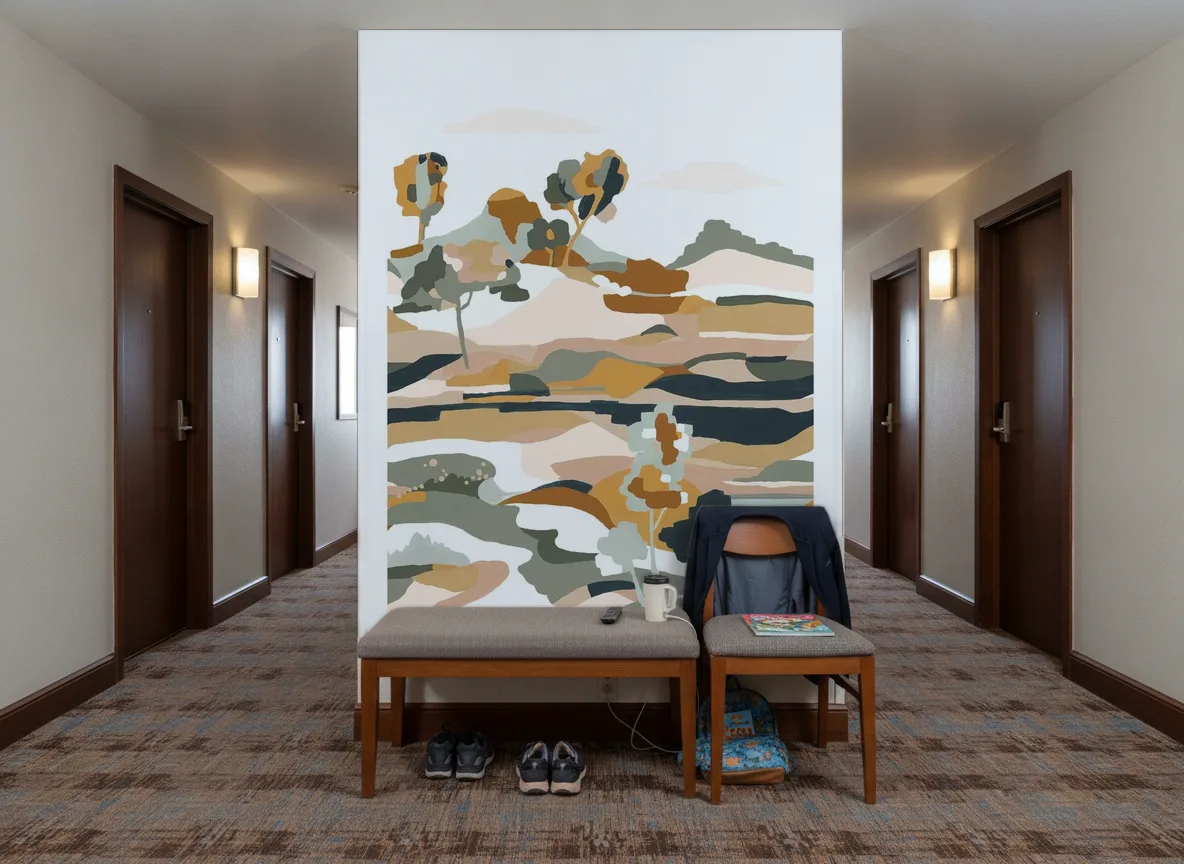 Le Bassin — Korytarz hotelowy — ściana na końcu