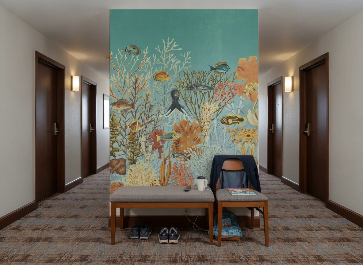 Moorea — Korytarz hotelowy — ściana na końcu