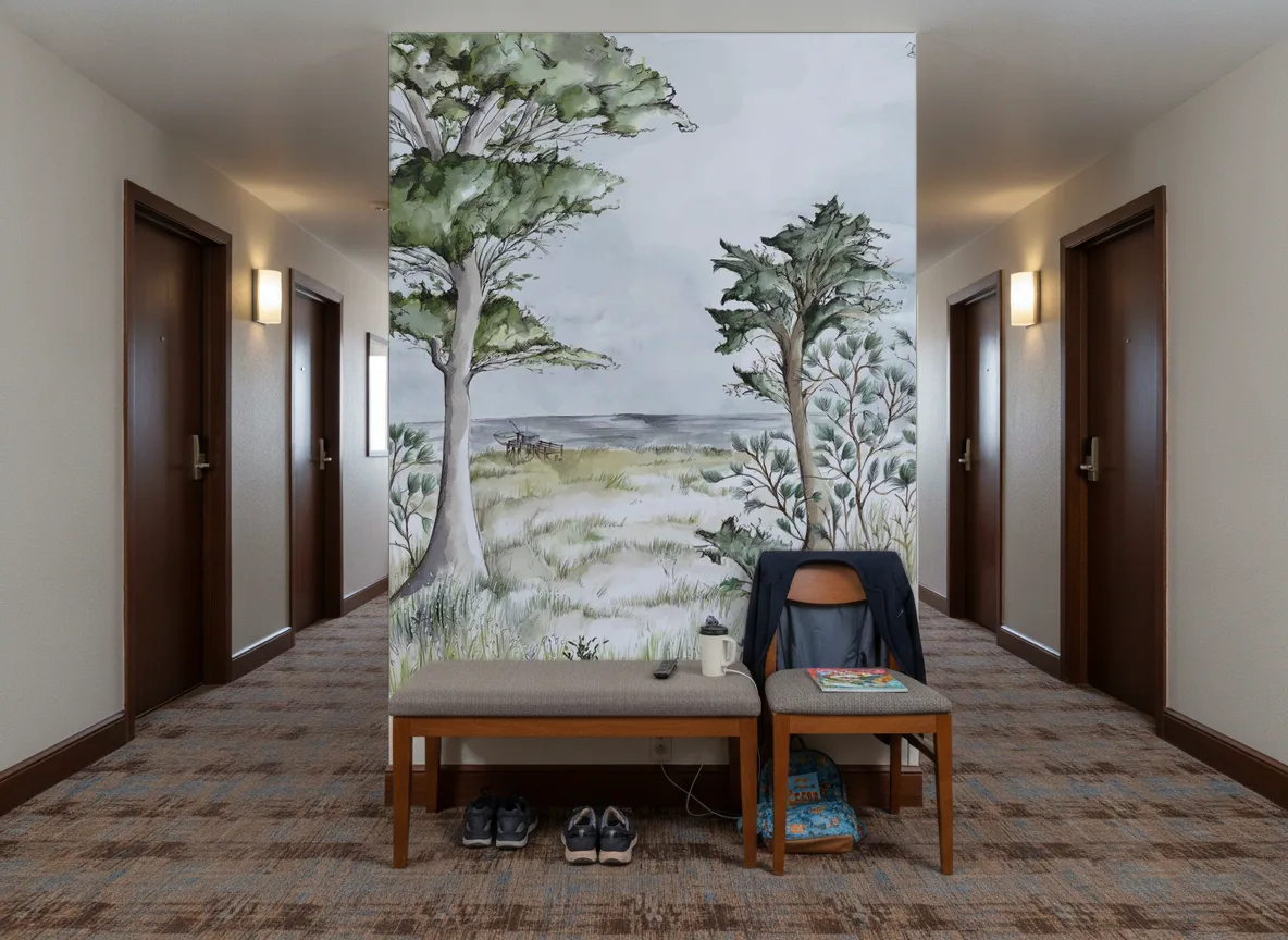 Pornic — Korytarz hotelowy — ściana na końcu