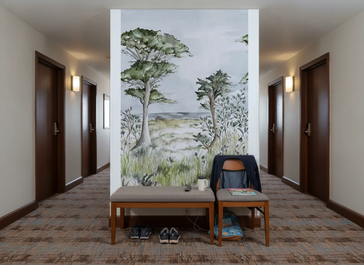 Pornic Int — Korytarz hotelowy — ściana na końcu