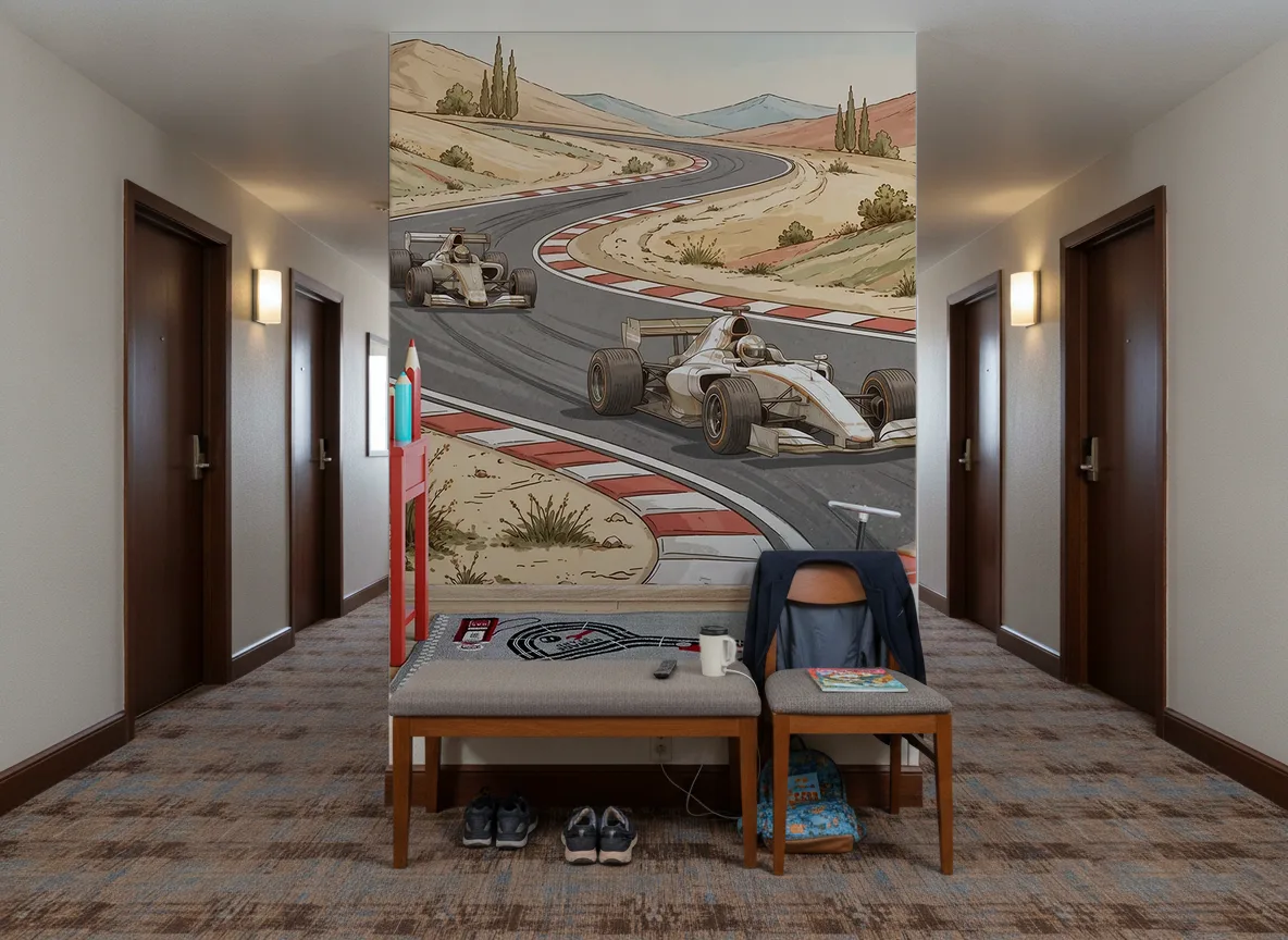 “Formuła 1” — Korytarz hotelowy — ściana na końcu